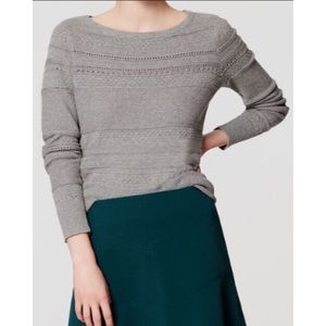 ANN TAYLOR LOFT Stitched Stripe Grey Sweater